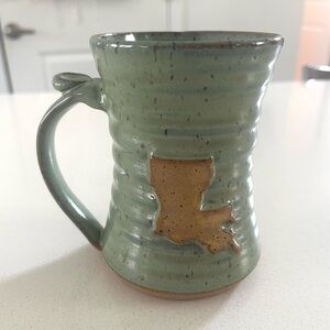 Handmade Pottery Green Coffee Mug Louisiana
